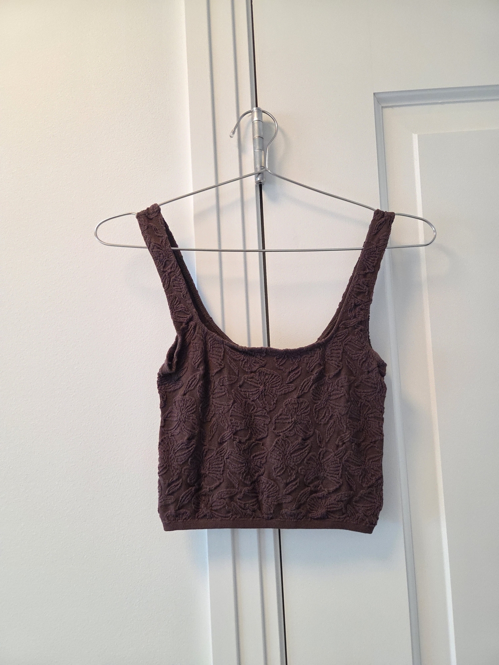 Anthropologie Brown Textured Crop Tank